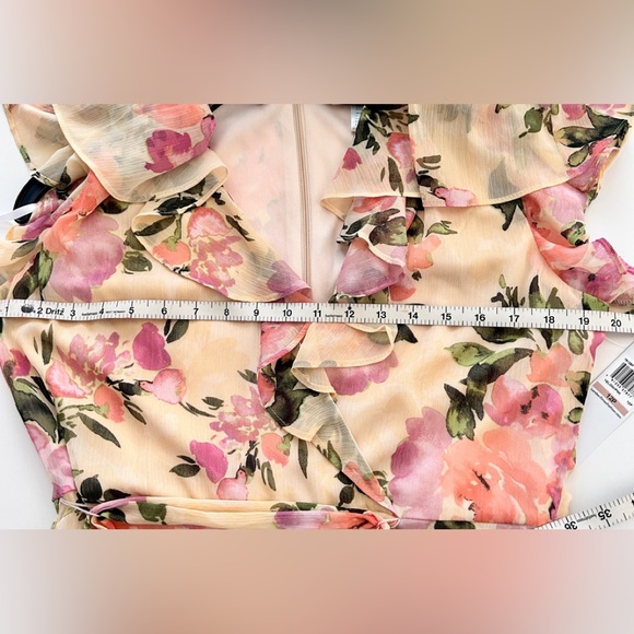 LONDON Times Cold Shoulder Ruffle Midi Dress Size 12P NWT - Picture 9 of 10